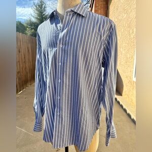 Men's XL X-Large Robert Graham long sleeved button up Blue Patterned Shirt